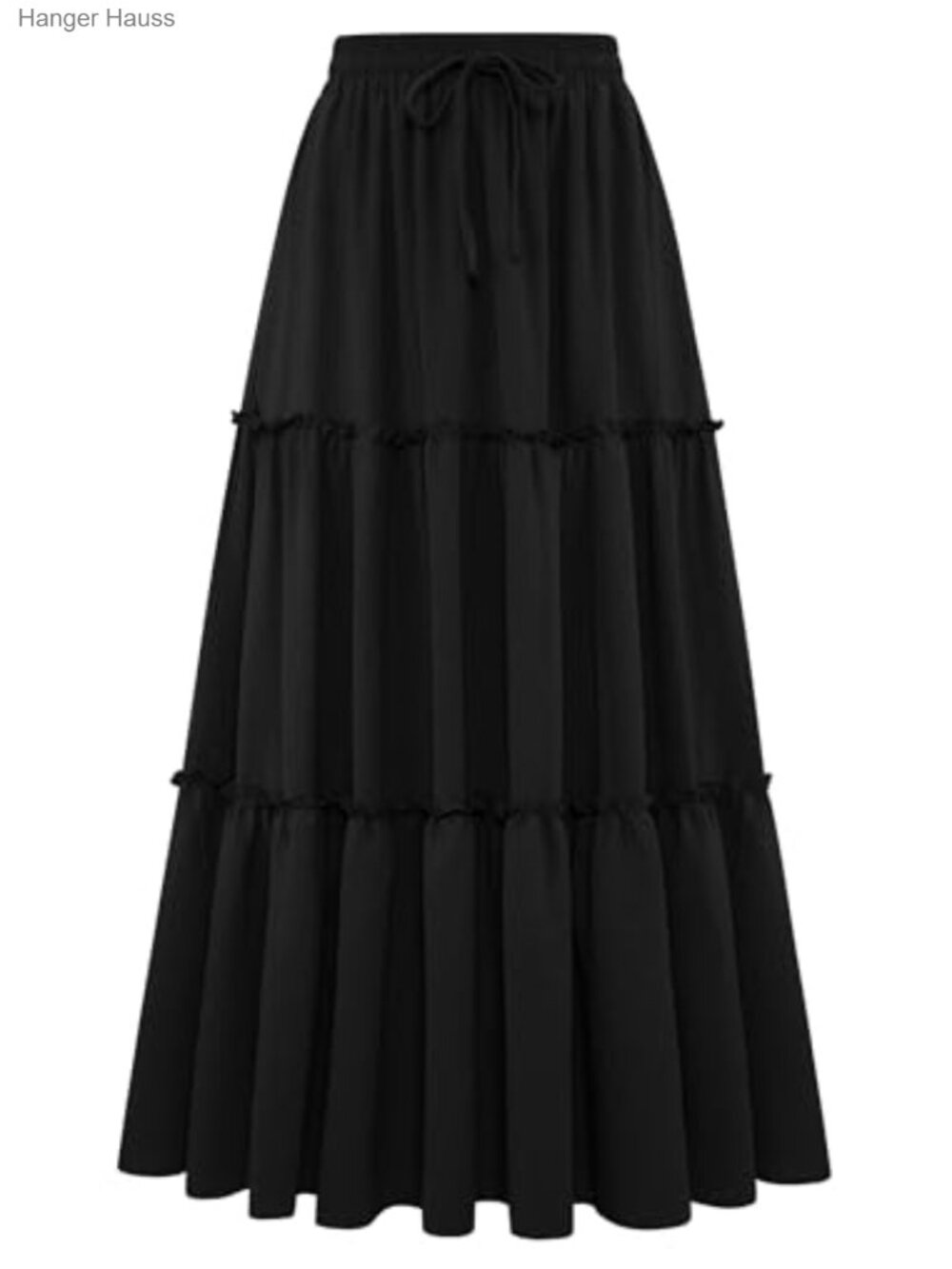 Women's High Waist Pleated Ruffle Tiered Maxi Skirt with Pockets Flowy Boho